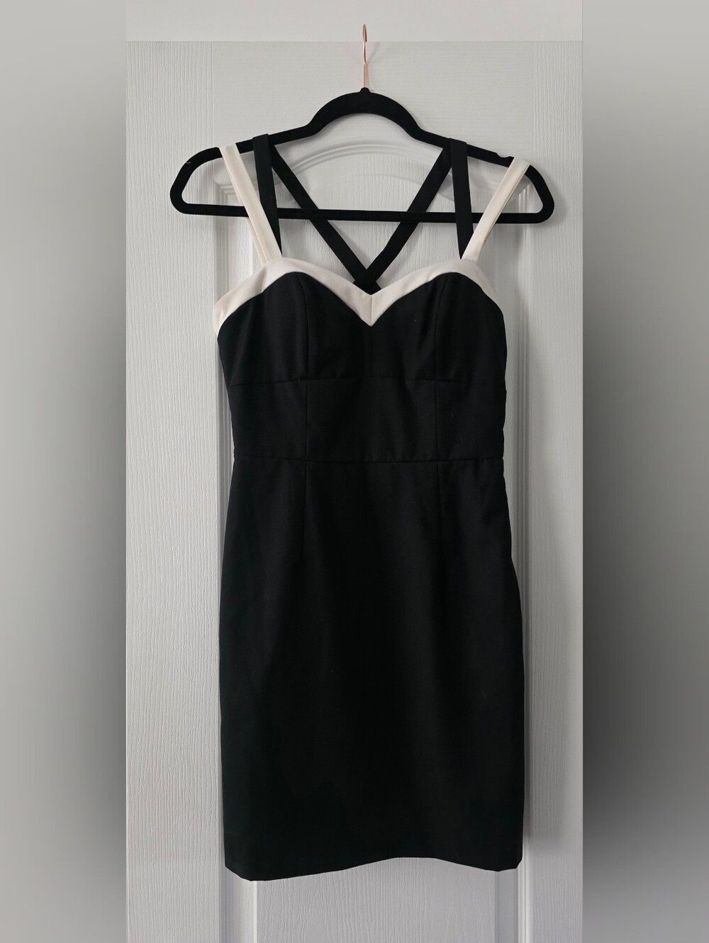 Black and White Contrast Fit & Flare Dress